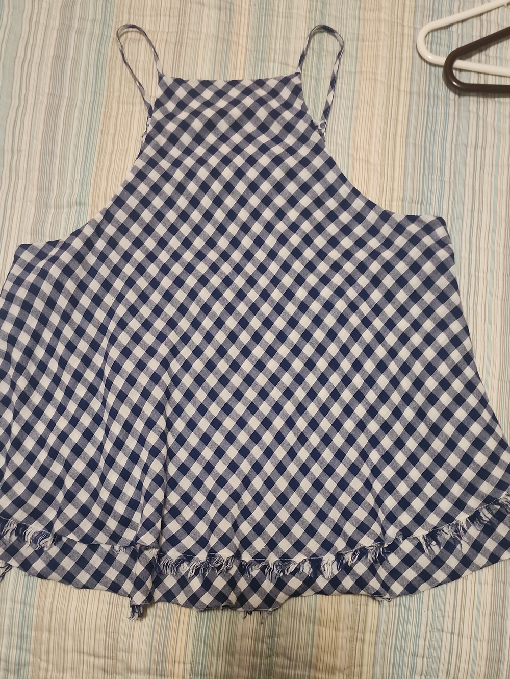 American Eagle Outfitters Navy and White Gingham Halter Camisole